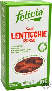 Felicia Fusilli di Lenticchie Rosse Bio 250 g.